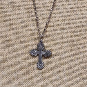 Genuine 18" Pewter Cross Necklace. Religious, Bible